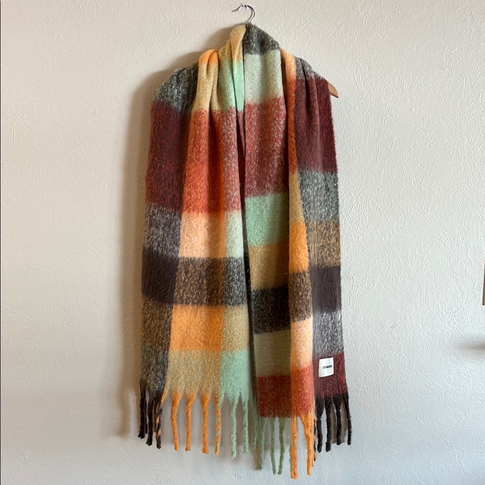 Steve Madden Colorful Plaid Blanket Scarf